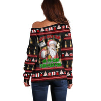 Santa Claus Christmas Off Shoulder Sweater Xmas Holiday Patterns - Wonder Print Shop