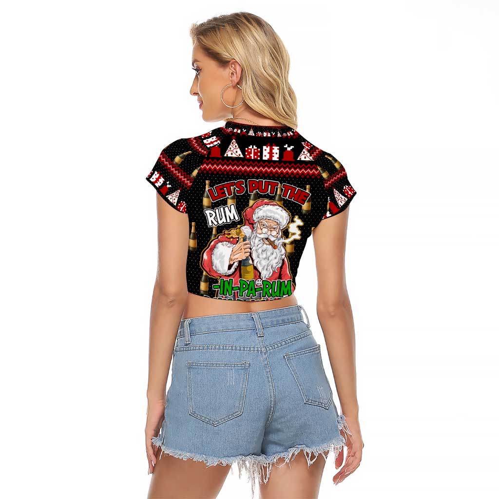 Santa Claus Christmas Raglan Cropped T Shirt Xmas Holiday Patterns - Wonder Print Shop