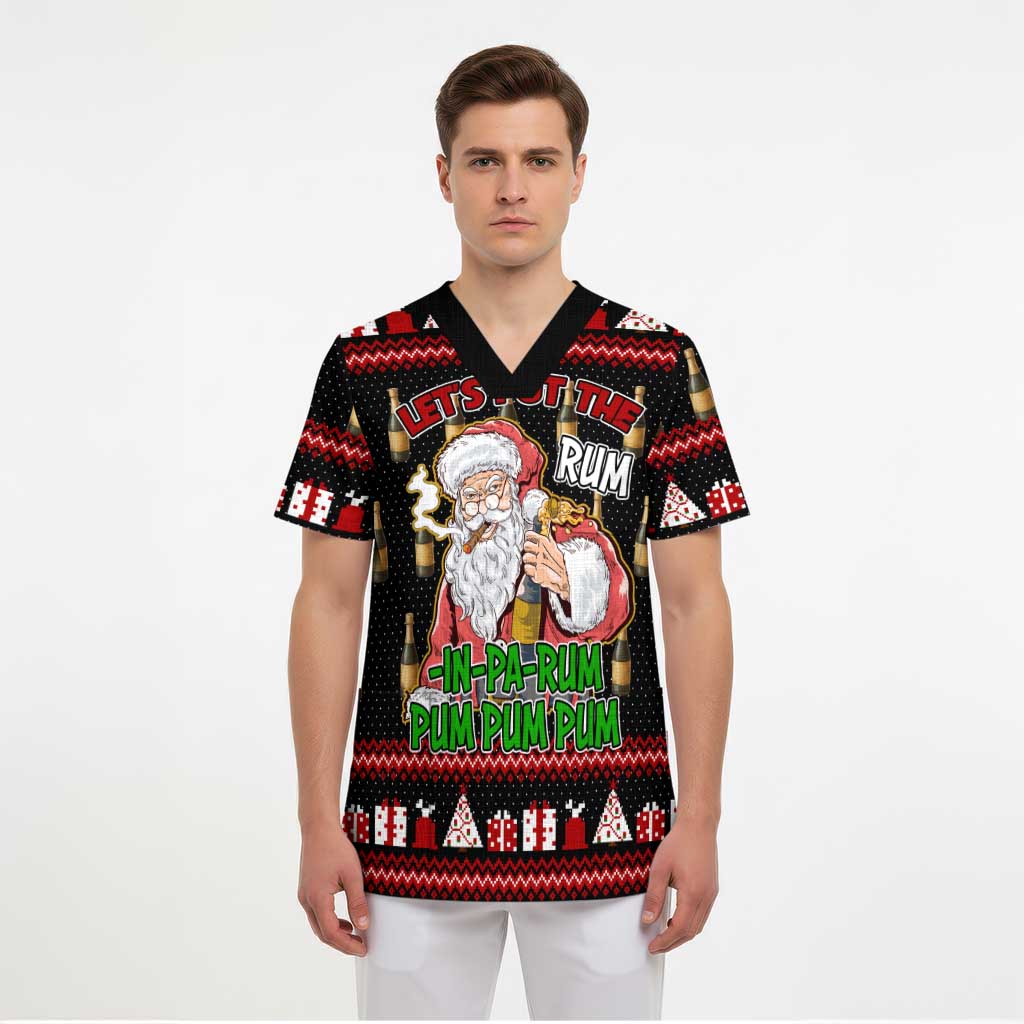 Santa Claus Christmas Scrub Top Xmas Holiday Patterns - Wonder Print Shop