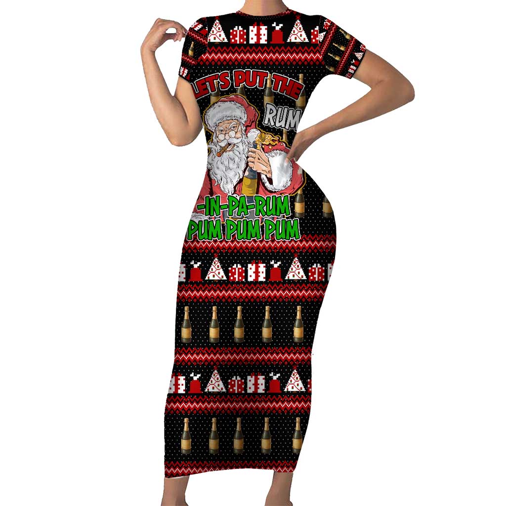 Santa Claus Christmas Short Sleeve Bodycon Dress Xmas Holiday Patterns - Wonder Print Shop