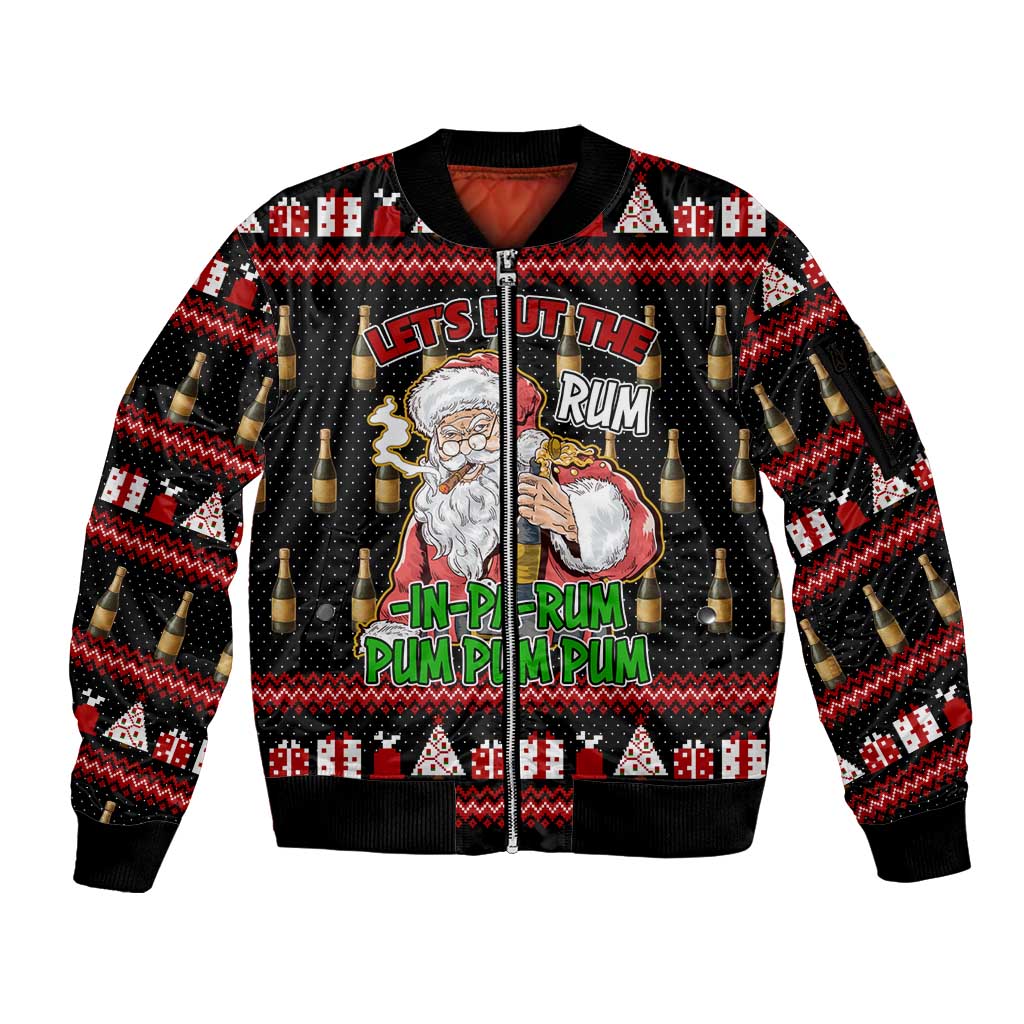 Santa Claus Christmas Sleeve Zip Bomber Jacket Xmas Holiday Patterns - Wonder Print Shop