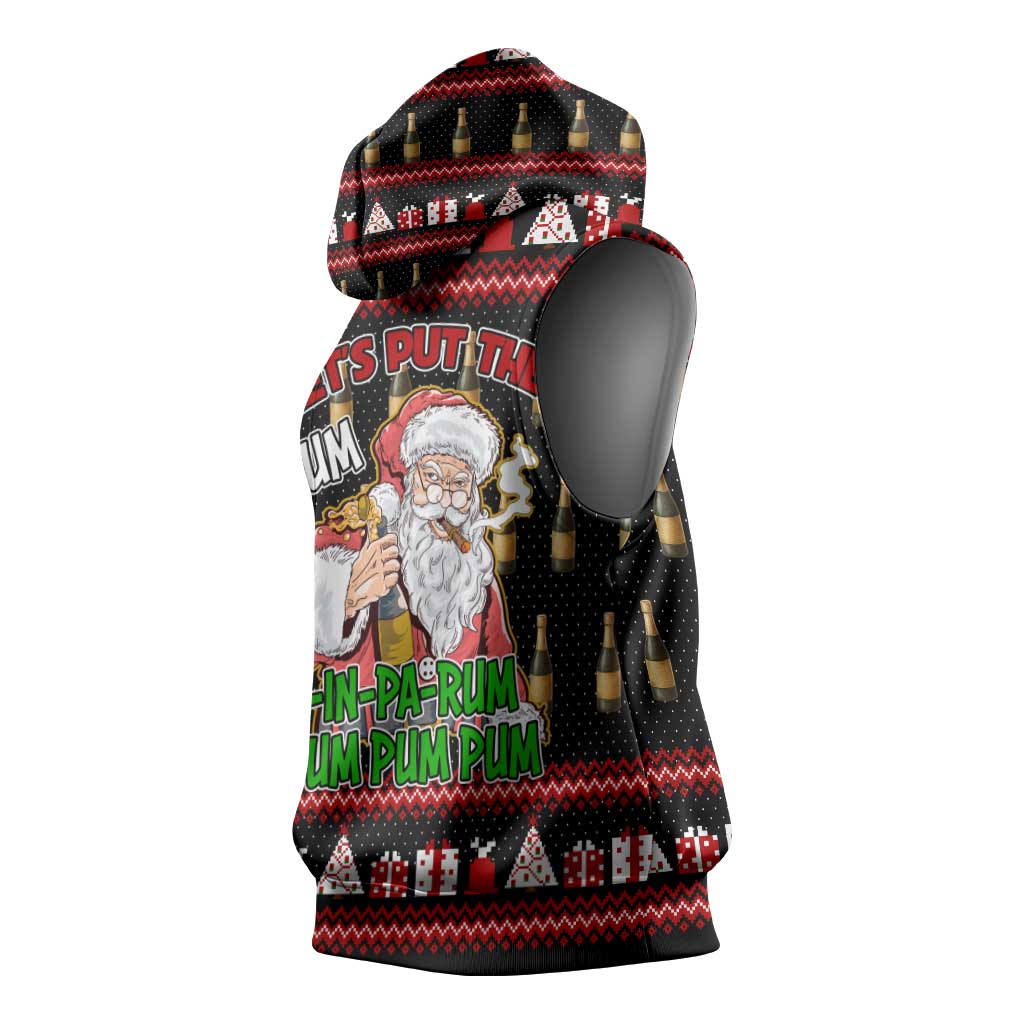 Santa Claus Christmas Sleeveless Hoodie Xmas Holiday Patterns - Wonder Print Shop