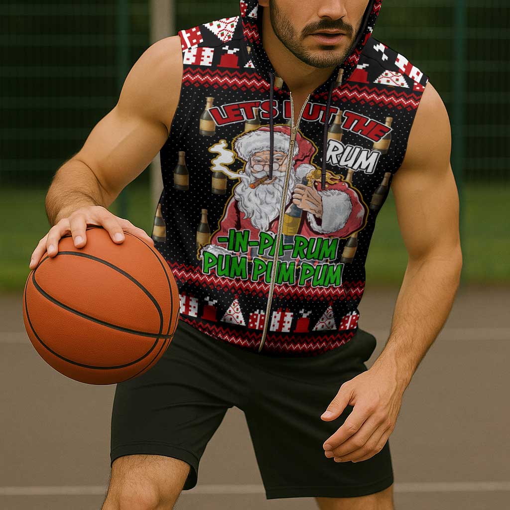 Santa Claus Christmas Sleeveless Zip Hoodie Xmas Holiday Patterns - Wonder Print Shop