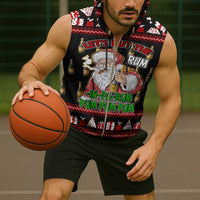 Santa Claus Christmas Sleeveless Zip Hoodie Xmas Holiday Patterns - Wonder Print Shop