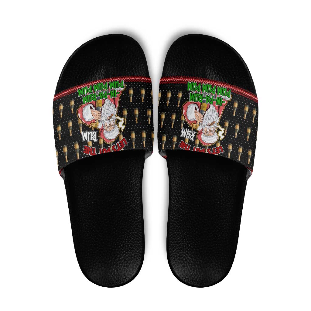 Santa Claus Christmas Slide Sandals Xmas Holiday Patterns - Wonder Print Shop