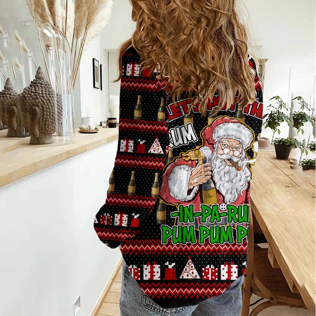 Santa Claus Christmas Women Casual Shirt Xmas Holiday Patterns - Wonder Print Shop