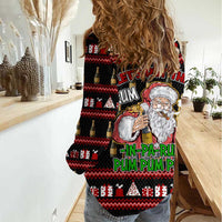 Santa Claus Christmas Women Casual Shirt Xmas Holiday Patterns - Wonder Print Shop