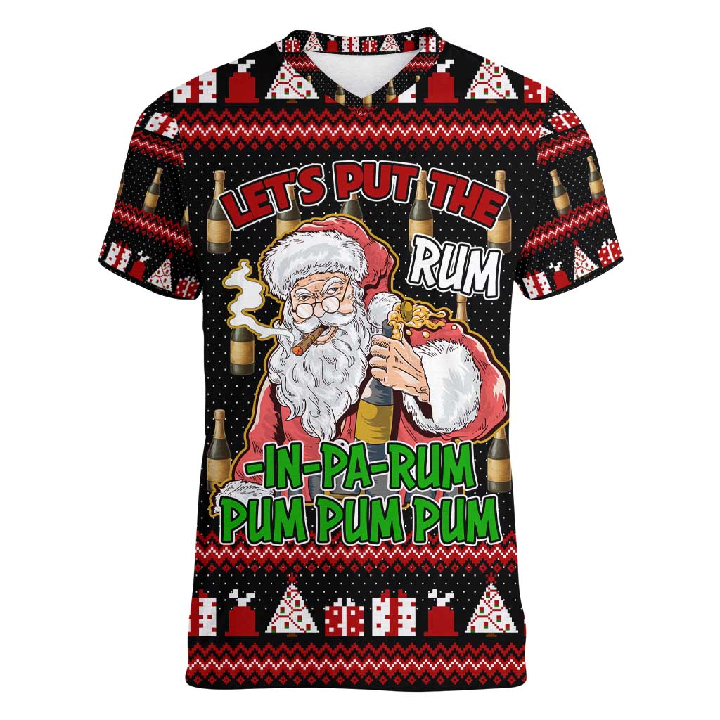 Santa Claus Christmas Women V-Neck T-Shirt Xmas Holiday Patterns - Wonder Print Shop
