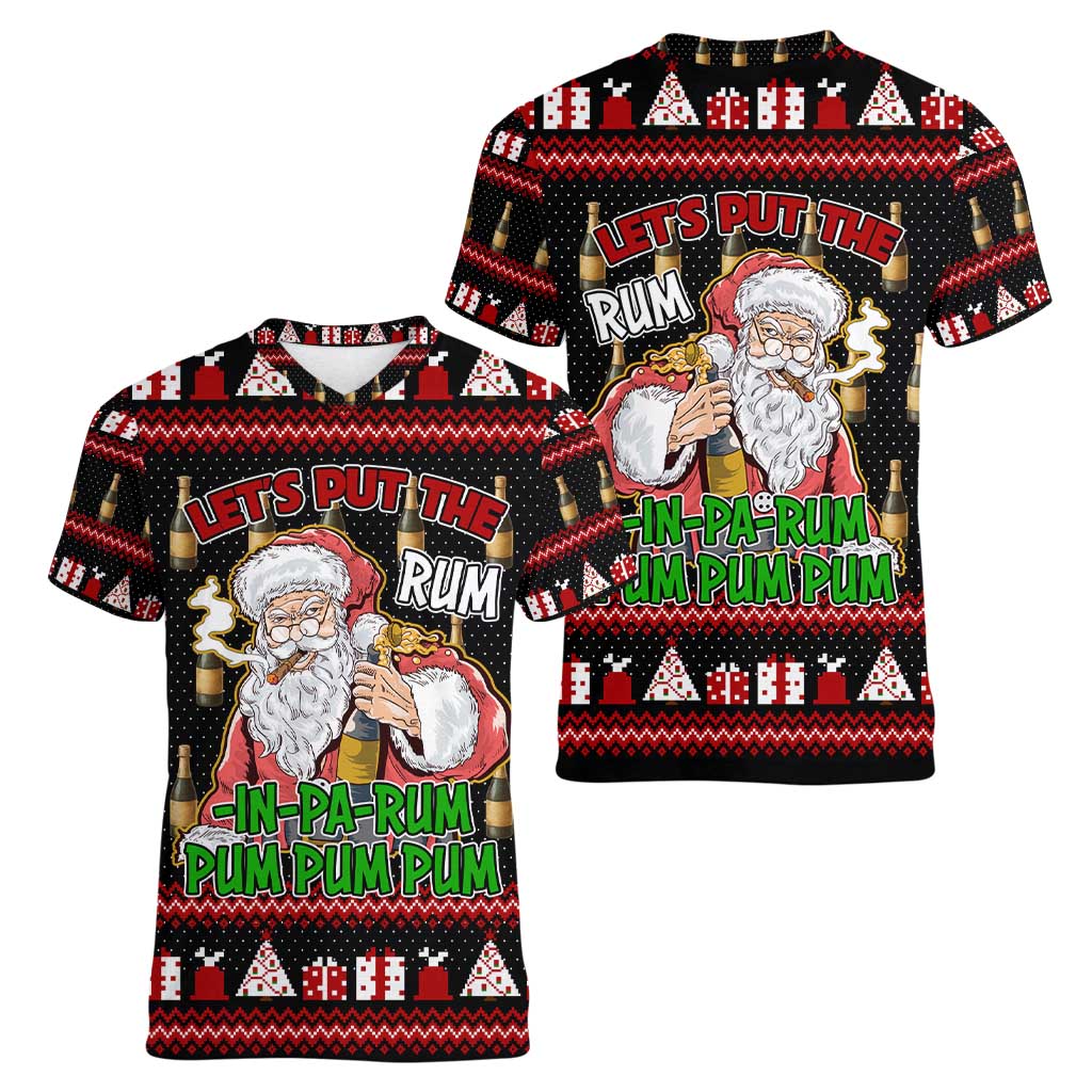 Santa Claus Christmas Women V-Neck T-Shirt Xmas Holiday Patterns - Wonder Print Shop