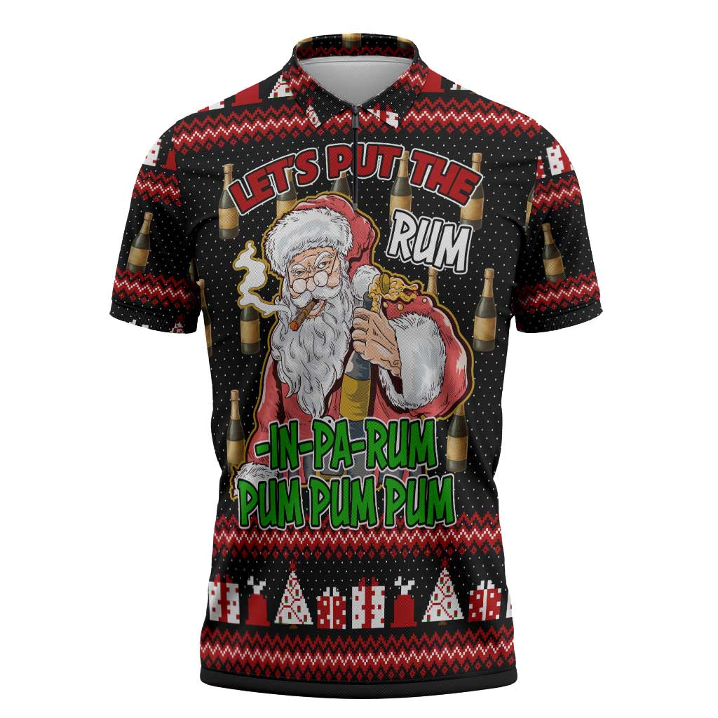 Santa Claus Christmas Zipper Polo Shirt Xmas Holiday Patterns - Wonder Print Shop
