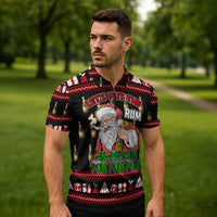 Santa Claus Christmas Zipper Polo Shirt Xmas Holiday Patterns - Wonder Print Shop