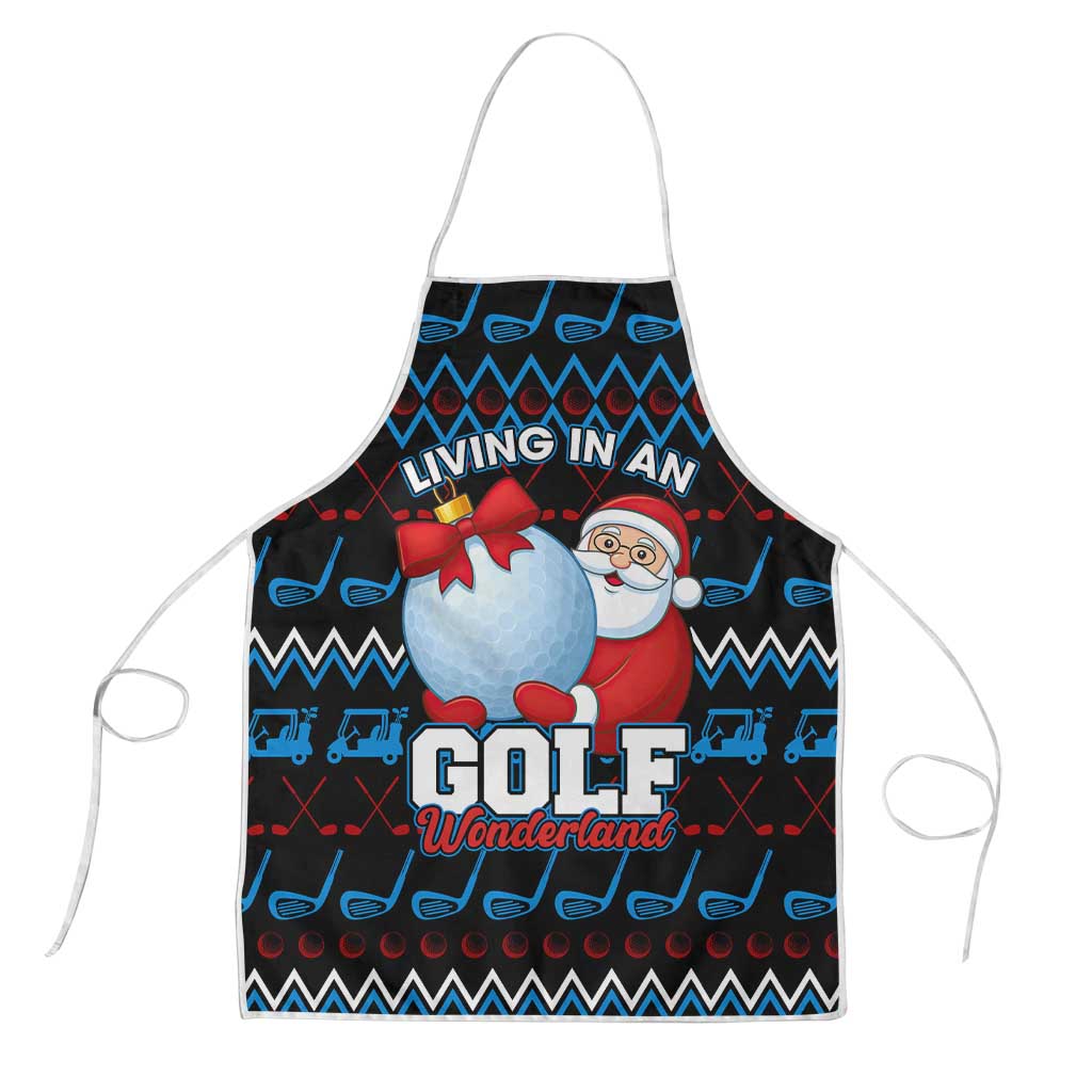 Santa Clause Golf Wonderland Christmas Apron Xmas Holiday Patterns - Wonder Print Shop
