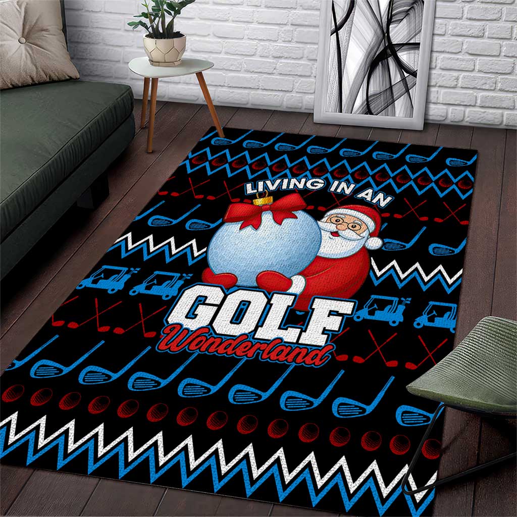 Santa Clause Golf Wonderland Christmas Area Rug Xmas Holiday Patterns - Wonder Print Shop