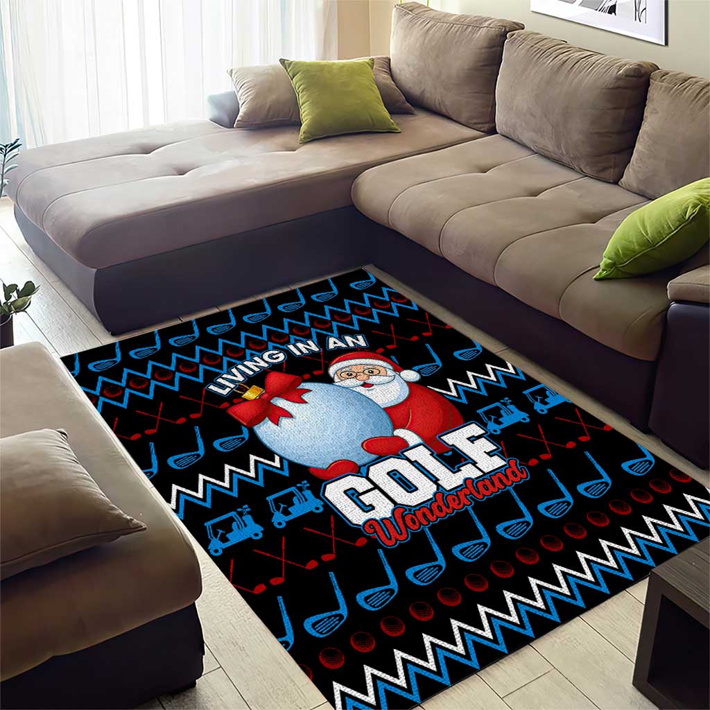 Santa Clause Golf Wonderland Christmas Area Rug Xmas Holiday Patterns - Wonder Print Shop