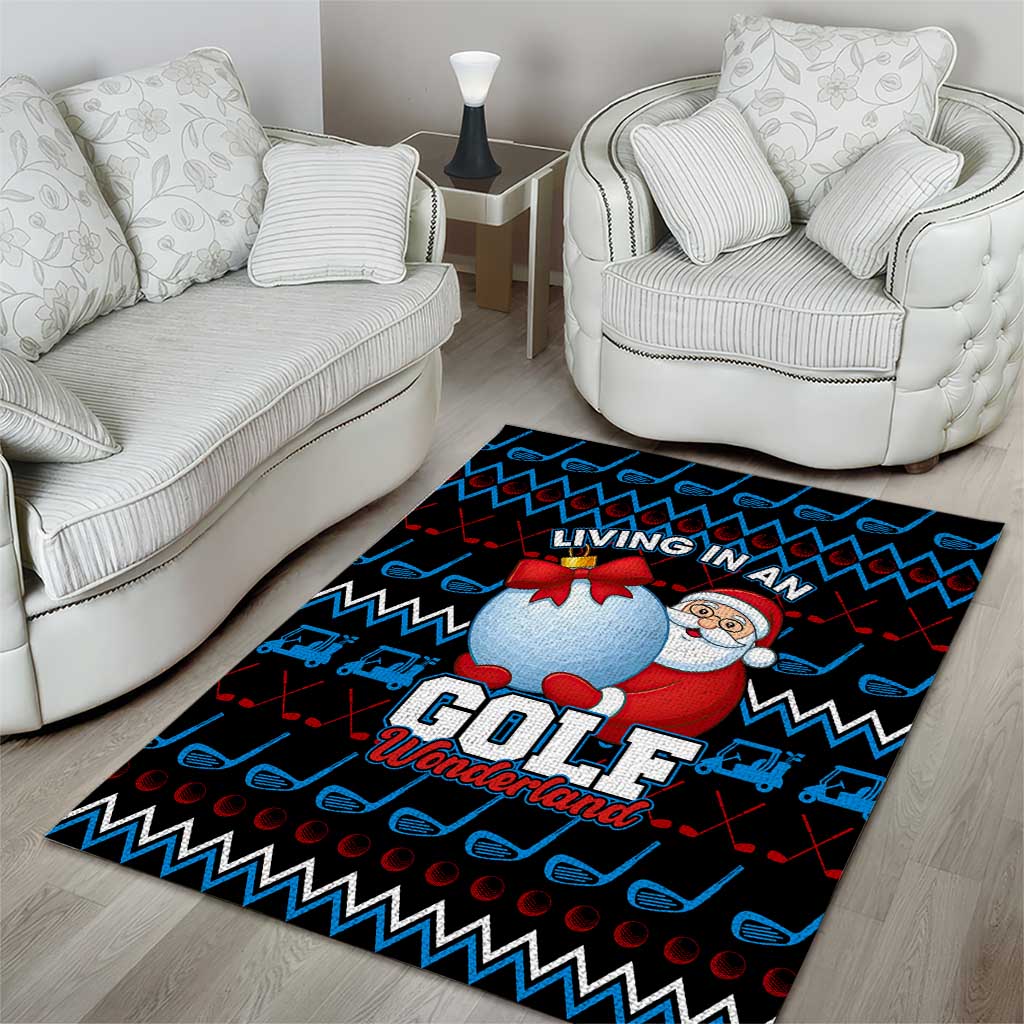 Santa Clause Golf Wonderland Christmas Area Rug Xmas Holiday Patterns - Wonder Print Shop