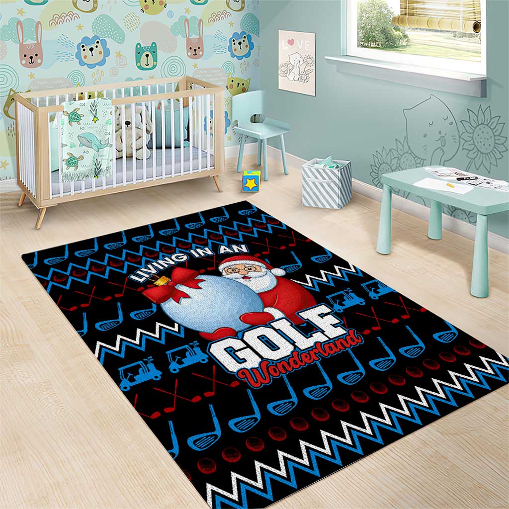 Santa Clause Golf Wonderland Christmas Area Rug Xmas Holiday Patterns - Wonder Print Shop