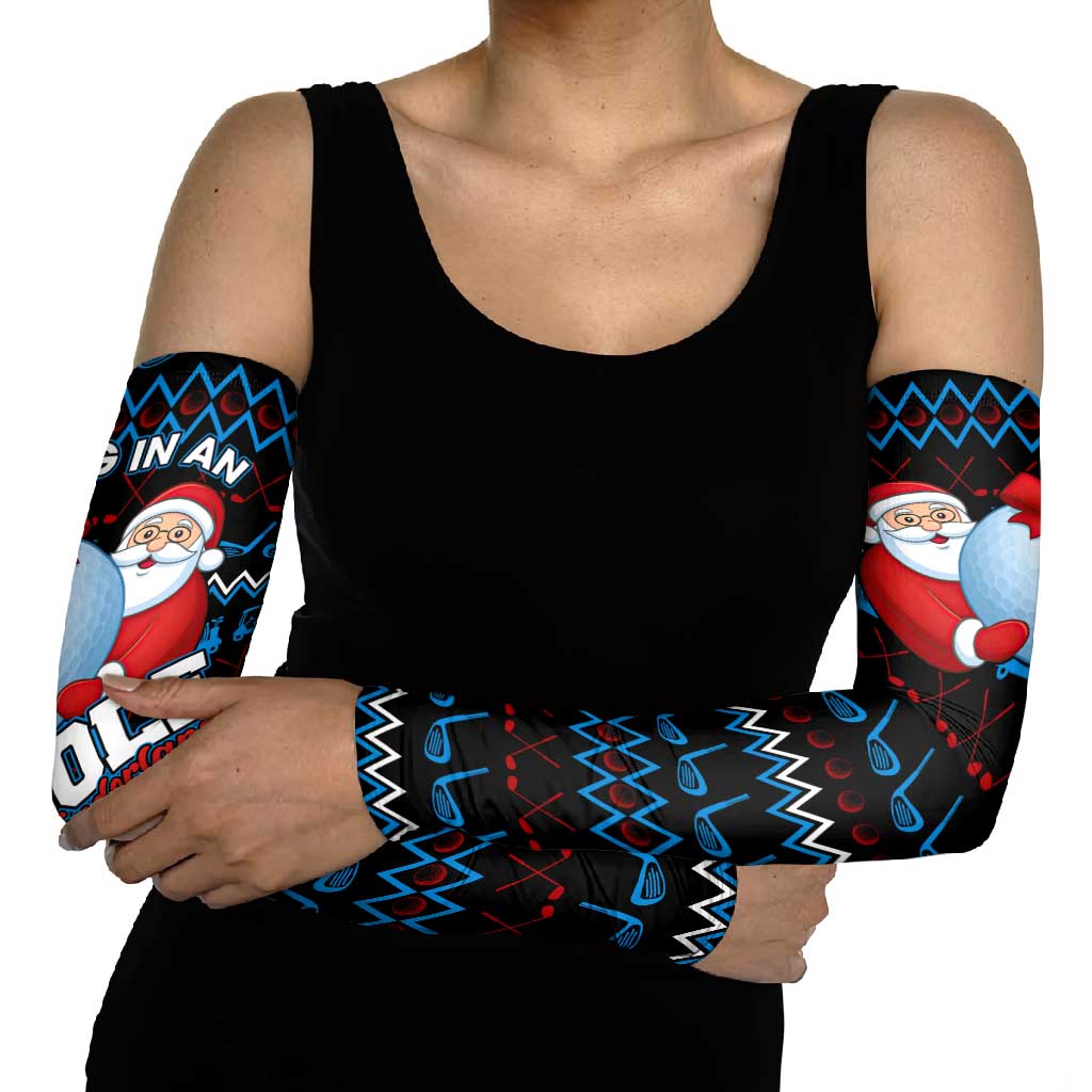 Santa Clause Golf Wonderland Christmas Arm Sleeves Xmas Holiday Patterns - Wonder Print Shop