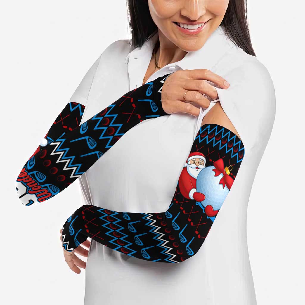 Santa Clause Golf Wonderland Christmas Arm Sleeves Xmas Holiday Patterns - Wonder Print Shop