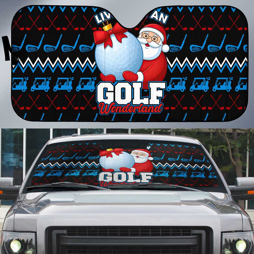 Santa Clause Golf Wonderland Christmas Auto Sun Shade Xmas Holiday Patterns - Wonder Print Shop