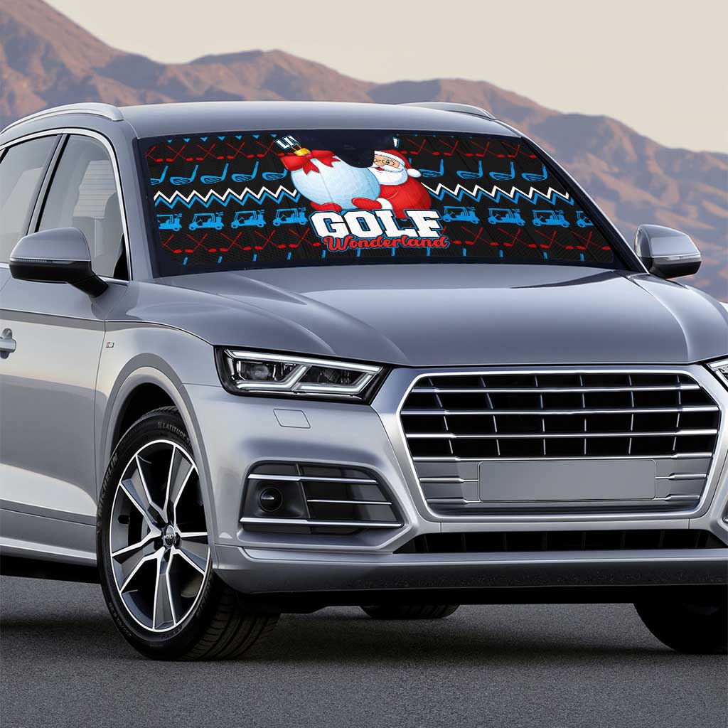 Santa Clause Golf Wonderland Christmas Auto Sun Shade Xmas Holiday Patterns - Wonder Print Shop