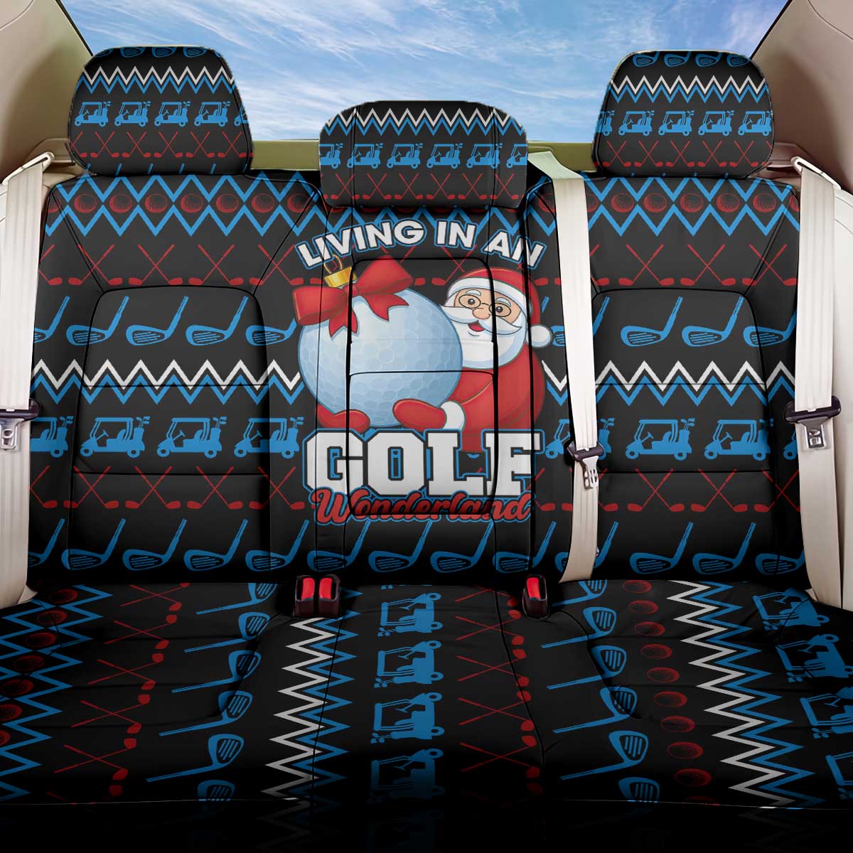 Santa Clause Golf Wonderland Christmas Back Car Seat Cover Xmas Holiday Patterns - Wonder Print Shop