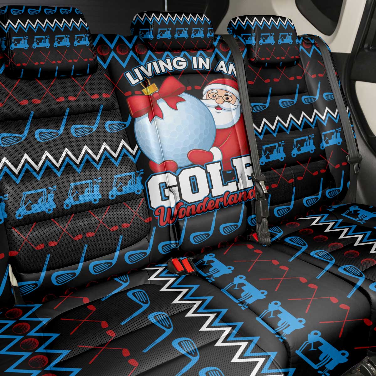 Santa Clause Golf Wonderland Christmas Back Car Seat Cover Xmas Holiday Patterns - Wonder Print Shop