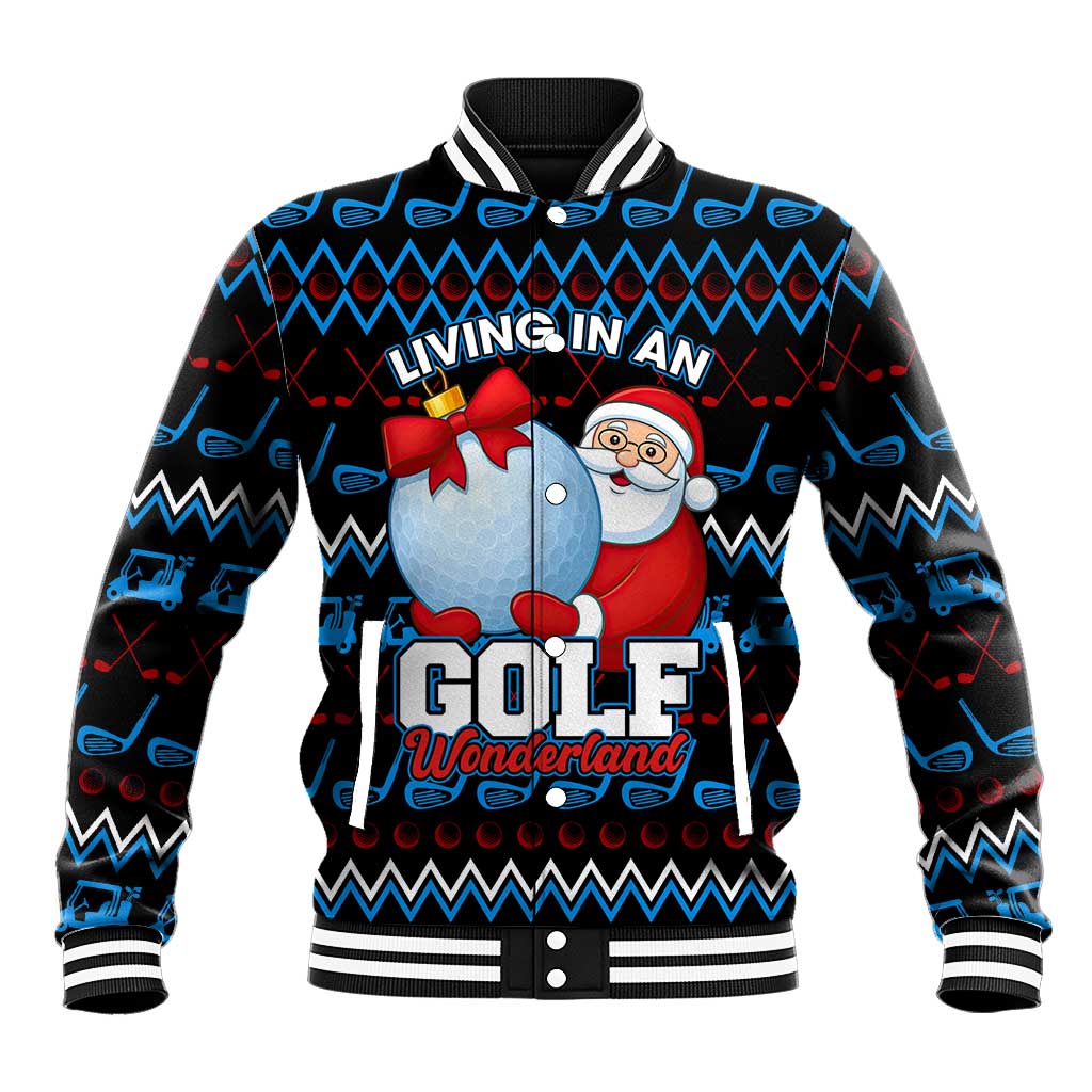 Santa Clause Golf Wonderland Christmas Baseball Jacket Xmas Holiday Patterns - Wonder Print Shop