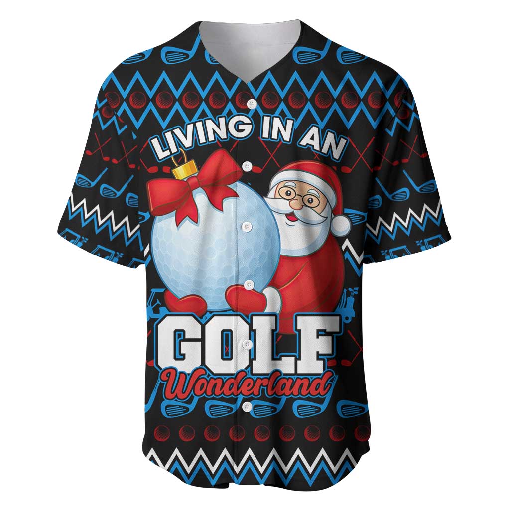 Santa Clause Golf Wonderland Christmas Baseball Jersey Xmas Holiday Patterns - Wonder Print Shop
