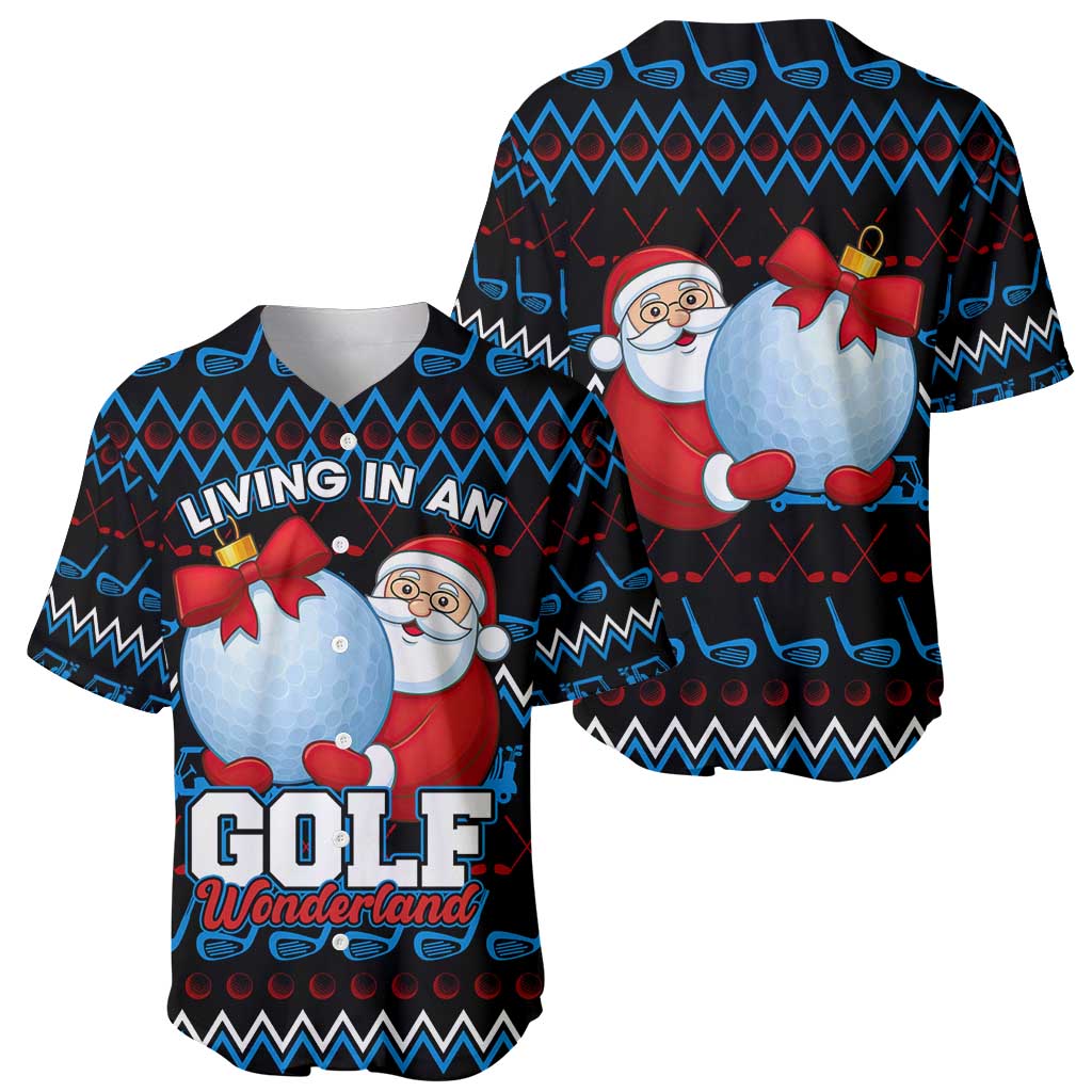 Santa Clause Golf Wonderland Christmas Baseball Jersey Xmas Holiday Patterns - Wonder Print Shop