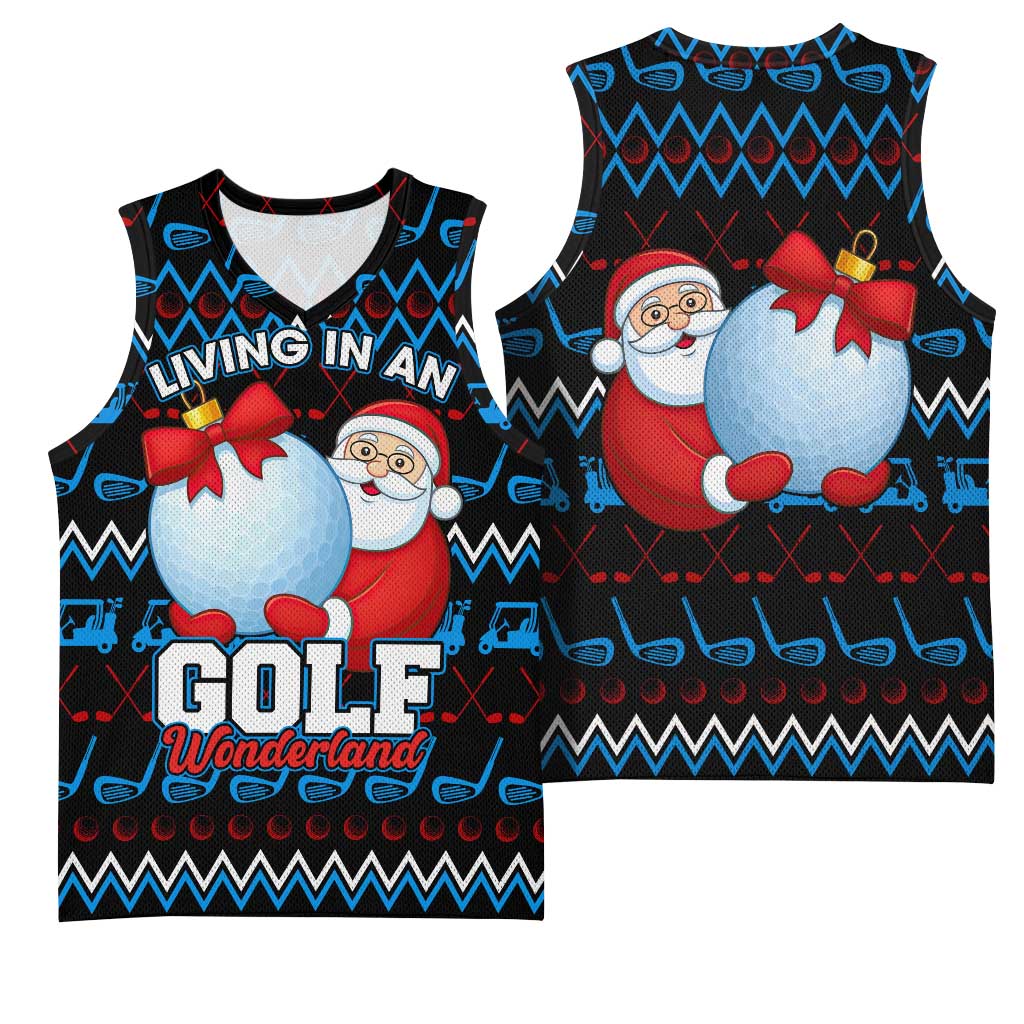 Santa Clause Golf Wonderland Christmas Basketball Jersey Xmas Holiday Patterns - Wonder Print Shop