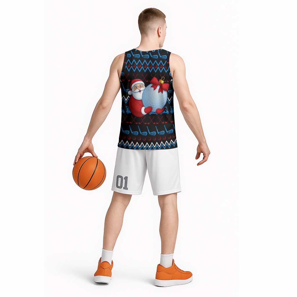 Santa Clause Golf Wonderland Christmas Basketball Jersey Xmas Holiday Patterns - Wonder Print Shop