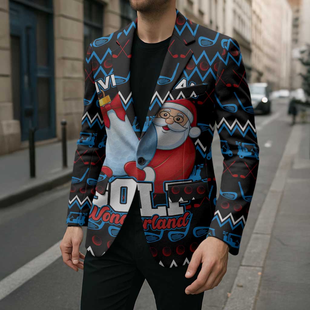 Santa Clause Golf Wonderland Christmas Blazer Xmas Holiday Patterns - Wonder Print Shop
