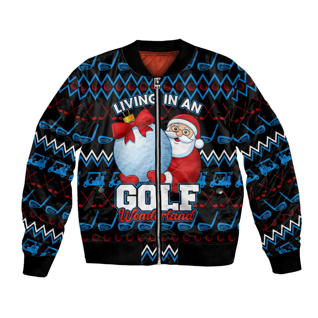 Santa Clause Golf Wonderland Christmas Bomber Jacket Xmas Holiday Patterns - Wonder Print Shop