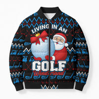Santa Clause Golf Wonderland Christmas Bomber Puffer Jacket Xmas Holiday Patterns - Wonder Print Shop