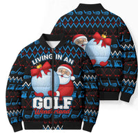Santa Clause Golf Wonderland Christmas Bomber Puffer Jacket Xmas Holiday Patterns - Wonder Print Shop