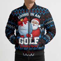 Santa Clause Golf Wonderland Christmas Bomber Puffer Jacket Xmas Holiday Patterns - Wonder Print Shop