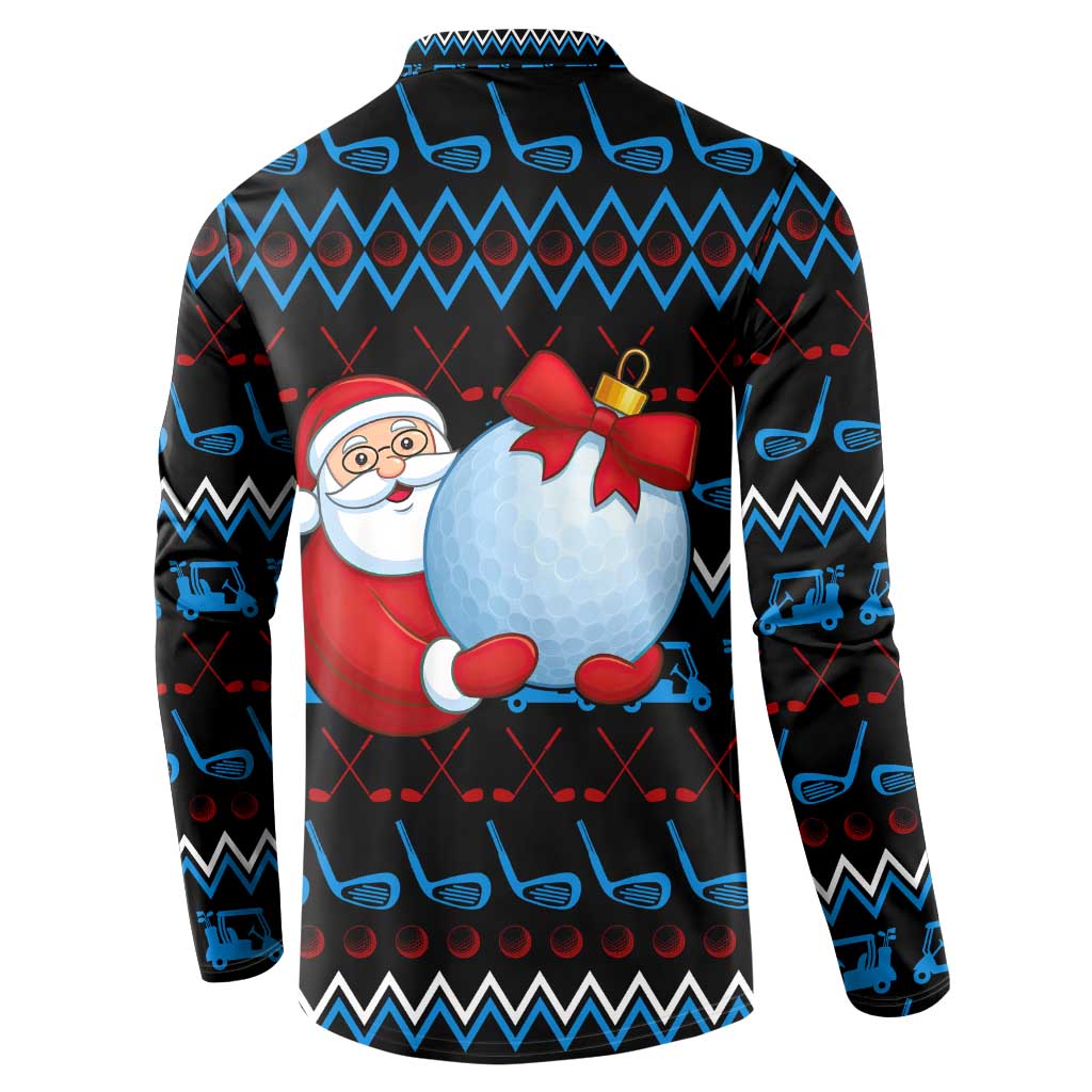 Santa Clause Golf Wonderland Christmas Button Sweatshirt Xmas Holiday Patterns - Wonder Print Shop