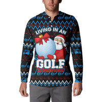 Santa Clause Golf Wonderland Christmas Button Sweatshirt Xmas Holiday Patterns - Wonder Print Shop