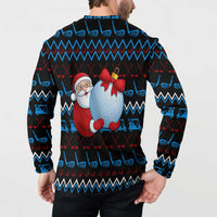 Santa Clause Golf Wonderland Christmas Button Sweatshirt Xmas Holiday Patterns - Wonder Print Shop