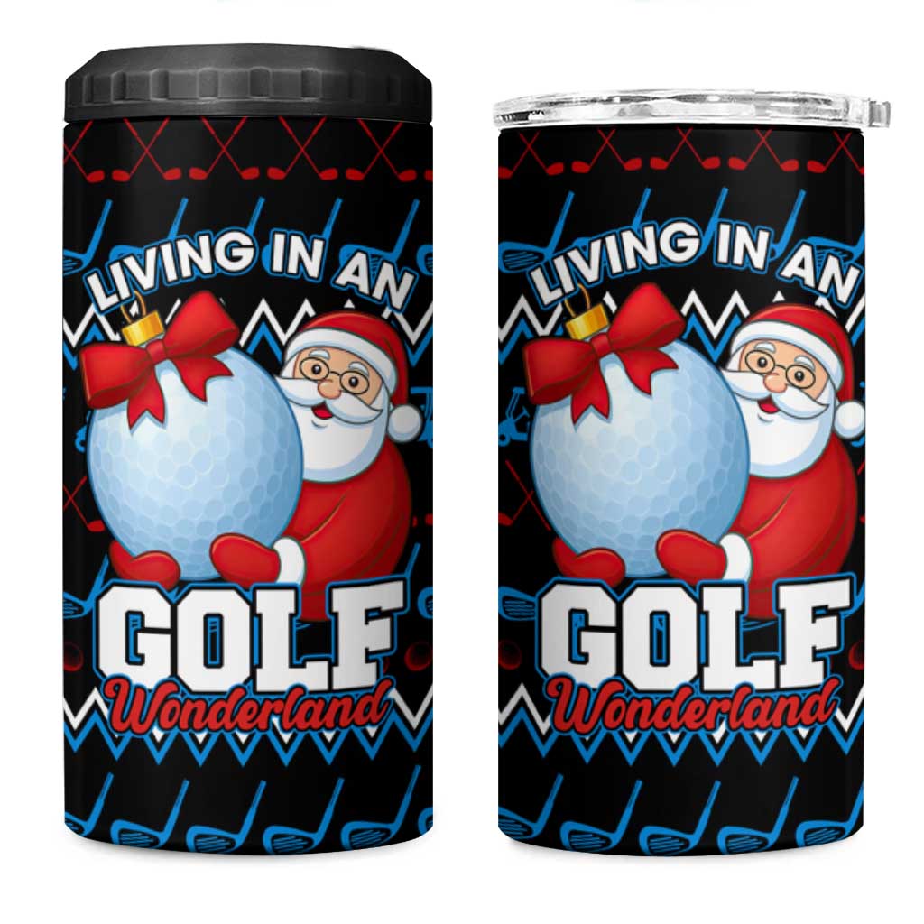 Santa Clause Golf Wonderland Christmas 4 in 1 Can Cooler Tumbler Xmas Holiday Patterns - Wonder Print Shop