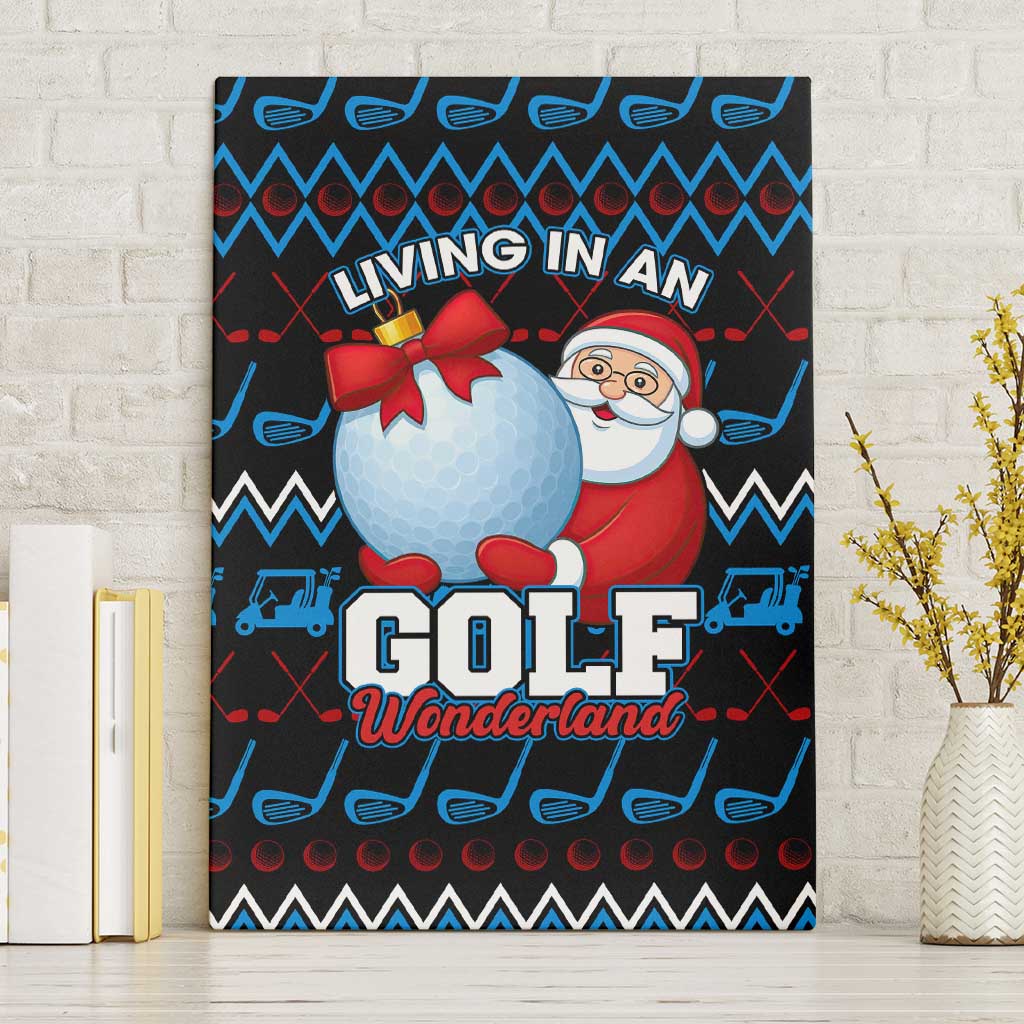 Santa Clause Golf Wonderland Christmas Canvas Wall Art Xmas Holiday Patterns - Wonder Print Shop
