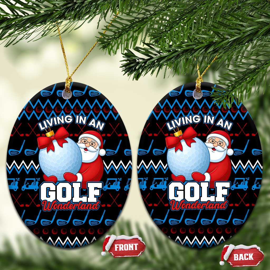 Santa Clause Golf Wonderland Christmas Ceramic Ornament Xmas Holiday Patterns - Wonder Print Shop