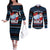 Santa Clause Golf Wonderland Christmas Couples Matching Off The Shoulder Long Sleeve Dress and Long Sleeve Button Shirt Xmas Holiday Patterns - Wonder Print Shop