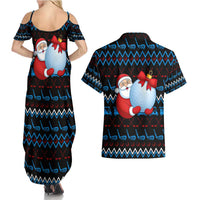 Santa Clause Golf Wonderland Christmas Couples Matching Summer Maxi Dress and Hawaiian Shirt Xmas Holiday Patterns - Wonder Print Shop
