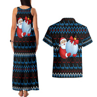 Santa Clause Golf Wonderland Christmas Couples Matching Tank Maxi Dress and Hawaiian Shirt Xmas Holiday Patterns - Wonder Print Shop