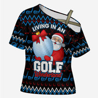 Santa Clause Golf Wonderland Christmas Cross Shoulder Shirt Xmas Holiday Patterns - Wonder Print Shop