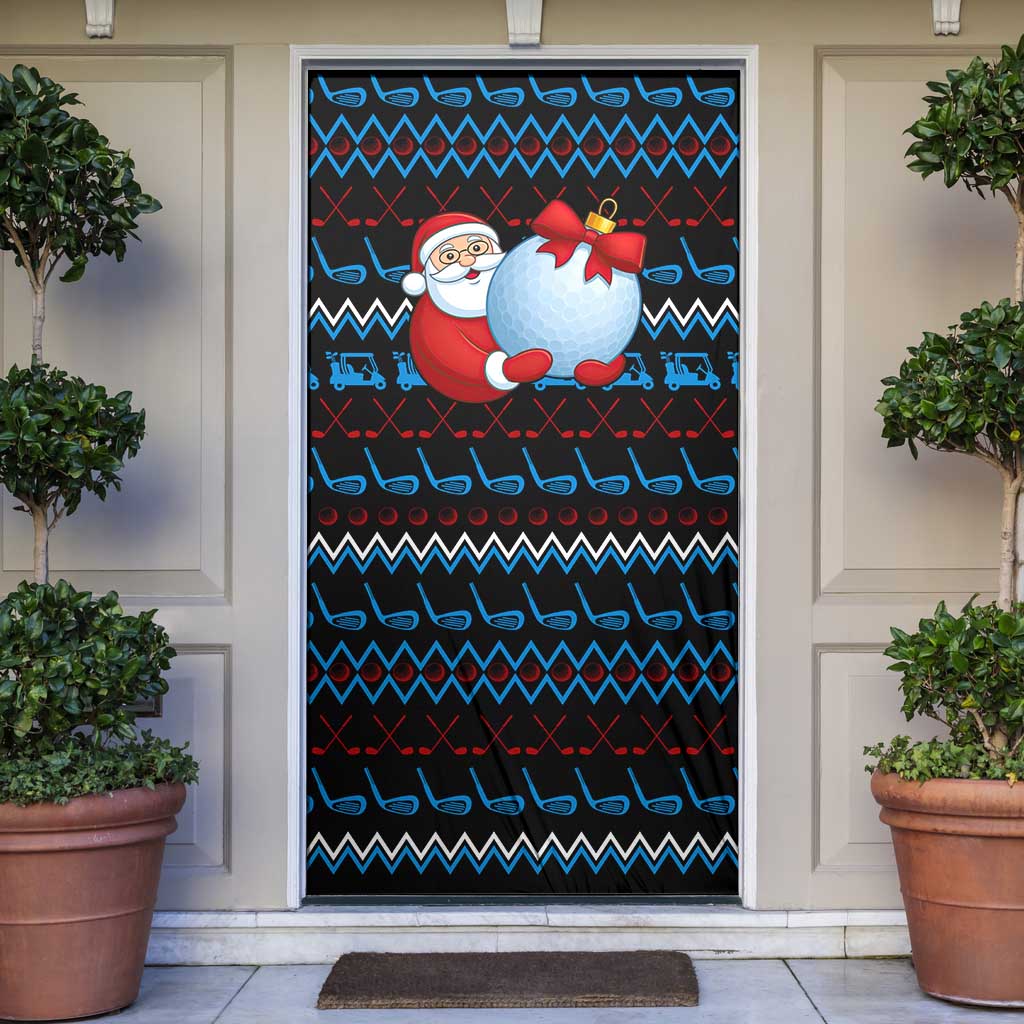 Santa Clause Golf Wonderland Christmas Door Cover Xmas Holiday Patterns - Wonder Print Shop