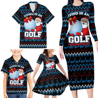 Santa Clause Golf Wonderland Christmas Family Matching Long Sleeve Bodycon Dress and Hawaiian Shirt Xmas Holiday Patterns - Wonder Print Shop