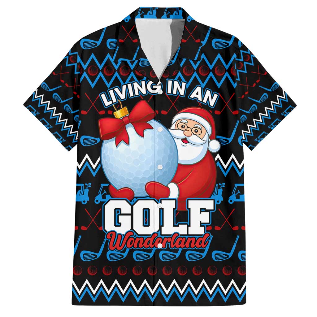 Santa Clause Golf Wonderland Christmas Family Matching Long Sleeve Bodycon Dress and Hawaiian Shirt Xmas Holiday Patterns - Wonder Print Shop