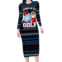 Santa Clause Golf Wonderland Christmas Family Matching Long Sleeve Bodycon Dress and Hawaiian Shirt Xmas Holiday Patterns - Wonder Print Shop